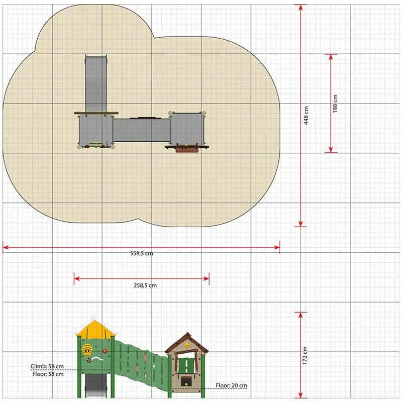 Miniplay Olivia dimensions and safety area Miniplay Olivia dimensions and safety area